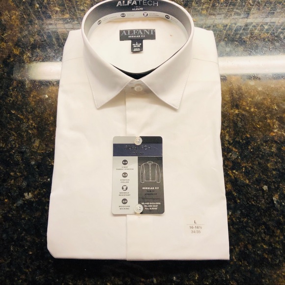 Men’s White Dress Shirt Alfani Regular/Classic Fit - Picture 4 of 7